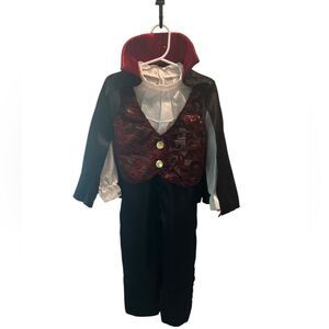 Kids Vampire Dracula Costume Set – Cape, Vest, White Ruffled Shirt & Pants 2-4